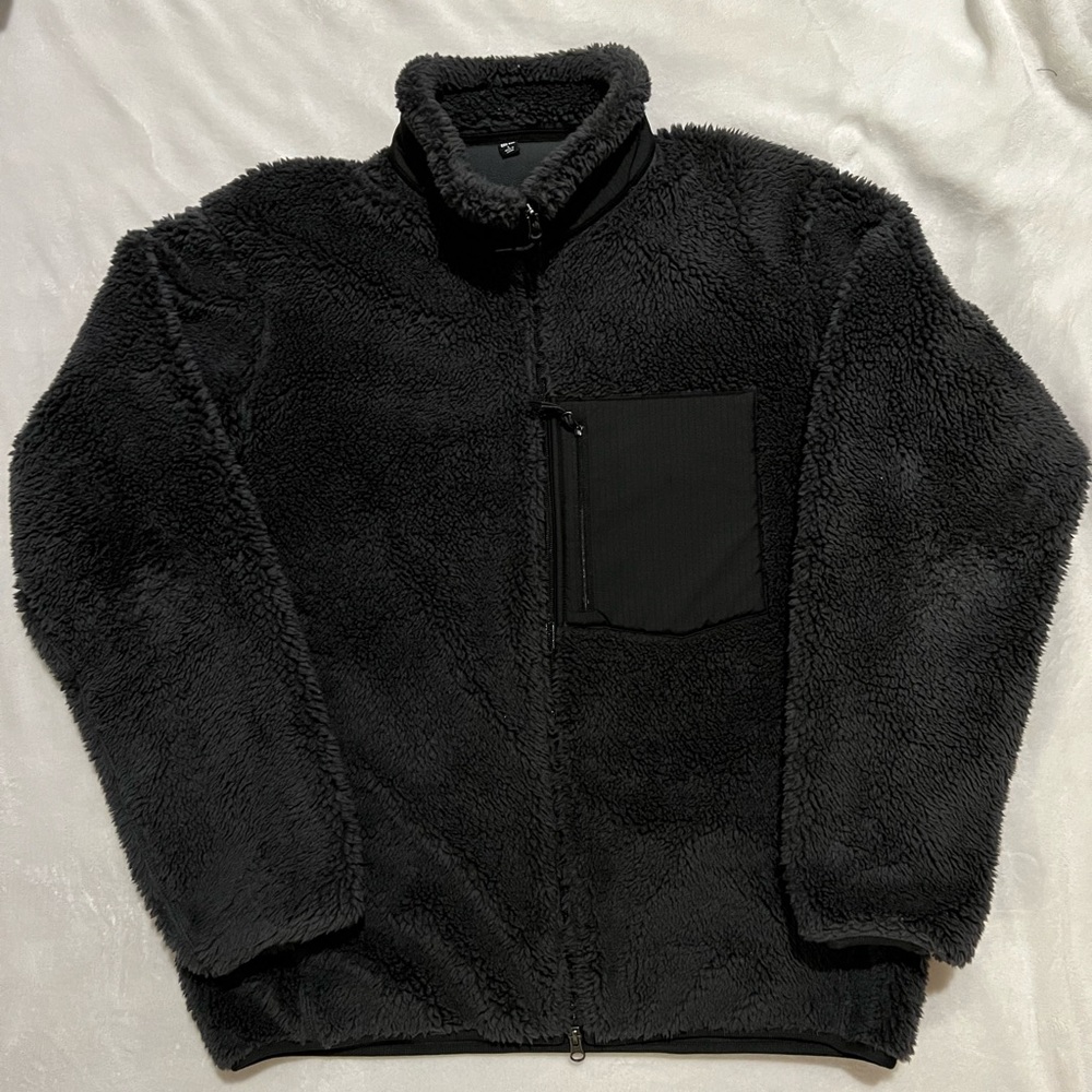 SOLD Uniqlo Windproof Outer Fleece Jacket Adult Large Dark Gray Full Zip Mens